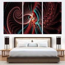 Load image into Gallery viewer, fractal design canvas wall art red abstract pattern 3 piece canvas print brown creative fractal design multiple canvas For Bedroom
