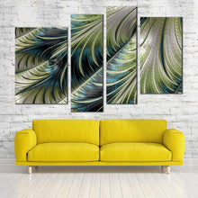 Load image into Gallery viewer, fractal element canvas wall art abstract digital pattern 4 piece multi canvas artwork blue green abstract art print for living room
