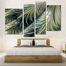 Load image into Gallery viewer, fractal element canvas wall art abstract digital pattern 4 piece multi canvas artwork blue green abstract art print for your bedroom
