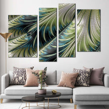 Load image into Gallery viewer, fractal element canvas wall art abstract digital pattern 4 piece multi canvas artwork blue green abstract art print in living room
