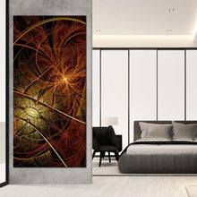 Load image into Gallery viewer, fractal  flower  canvas  wall  art  brown  digital  abstract  art  1  piece  vertical  canvas  print  yellow  abstract  flower  design  canvas  artwork In Bedroom
