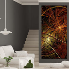 Load image into Gallery viewer, fractal  flower  canvas  wall  art  brown  digital  abstract  art  1  piece  vertical  canvas  print  yellow  abstract  flower  design  canvas  artwork For Living Room
