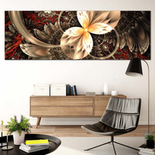 Load image into Gallery viewer, fractal  flower  canvas  wall  art  red  symmetrical  abstract  1  piece  canvas  abstract  digital  artwork  graphic  wide  canvas  brown  elegant  abstract  canvas  print For Living Room
