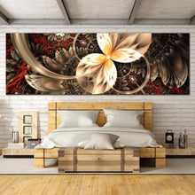 Load image into Gallery viewer, fractal  flower  canvas  wall  art  red  symmetrical  abstract  1  piece  canvas  abstract  digital  artwork  graphic  wide  canvas  brown  elegant  abstract  canvas  print For Bedroom
