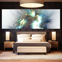 Load image into Gallery viewer, fractal  glow  canvas  wall  art  white  elegant  abstract  panoramic  canvas  blue  green  abstract  canvas  artwork For Living Room
