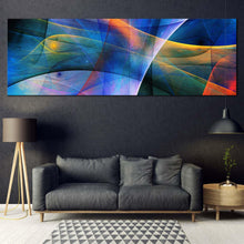 Load image into Gallery viewer, fractal  graphics  canvas  print  blue  deep  3d  abstract  panoramic  canvas  wall  art  orange  yellow  abstract  3d  rendering  canvas  artwork In Living Room
