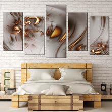 Load image into Gallery viewer, fractal illustration canvas wall art brown abstract graphic fractal illustration 5 piece canvas print grey elegant abstract multiple canvas For Bedroom
