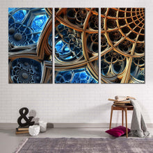 Load image into Gallery viewer, fractal illustration canvas wall art contemporary abstract 3d 3 piece multiple canvas abstract 3d fractal panoramic canvas print
