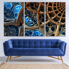 Load image into Gallery viewer, fractal illustration canvas wall art contemporary abstract 3d 3 piece multiple canvas abstract 3d fractal panoramic canvas print In Living Room
