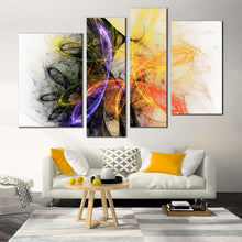 Load image into Gallery viewer, fractal lights canvas wall art beautiful bright abstract 4 piece canvas set colorful abstract lines canvas print for living room
