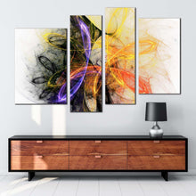 Load image into Gallery viewer, fractal lights canvas wall art beautiful bright abstract 4 piece canvas set colorful abstract lines canvas print for your living room

