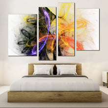 Load image into Gallery viewer, fractal lights canvas wall art beautiful bright abstract 4 piece canvas set colorful abstract lines canvas print in bedroom
