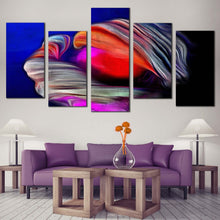 Load image into Gallery viewer, fractal psychedelic canvas wall art red abstract grunge 5 piece canvas print blue abstract element canvas set In Living Room
