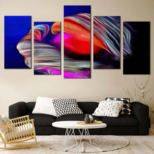 Load image into Gallery viewer, fractal psychedelic canvas wall art red abstract grunge 5 piece canvas print blue abstract element canvas set For Living room
