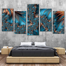 Load image into Gallery viewer, fractal texture canvas wall art brown abstract fantasy art print blue elegant abstract fractal 5 piece multi canvas For Bedroom
