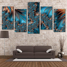 Load image into Gallery viewer, fractal texture canvas wall art brown abstract fantasy art print blue elegant abstract fractal 5 piece multi canvas For Living room
