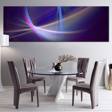 Load image into Gallery viewer, futuristic  abstract  canvas  wall  art  blue  white  abstract  patterns  wide  canvas  smooth  elegant  abstract  panoramic  canvas  print In Dinning Room
