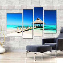 Load image into Gallery viewer, gazebo ocean canvas wall art dominican republic blue ocean 4 piece canvas print punta cana sea green beach multi canvas for living room
