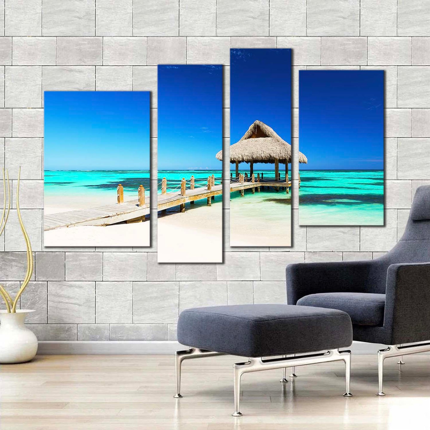 gazebo ocean canvas wall art dominican republic blue ocean 4 piece canvas print punta cana sea green beach multi canvas for living room