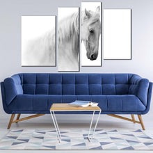 Load image into Gallery viewer, gelding horse canvas wall art isolated white grey horse 4 piece canvas set gelding horse canvas print for your living room 
