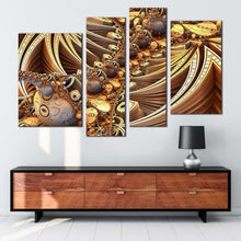 Load image into Gallery viewer, geometric patterns canvas wall art yellow 3d abstract 4 piece multi canvas brown abstract escher canvas print for your living room 
