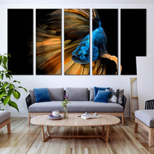 Load image into Gallery viewer, gold blue siamese fighting fish 5 piece canvas print For Living Room
