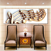 Load image into Gallery viewer, gold music notes panoramic wall art For Living Room

