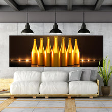 Load image into Gallery viewer, golden  champagne  bottles  dark  background  large  canvas  wall  art For Living Room
