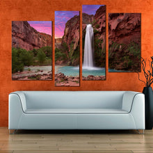 Load image into Gallery viewer, grand canyon canvas print arizona white havasu falls 4 piece canvas wall art brown mountain waterfall multi canvas for living room
