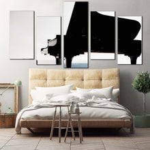 Load image into Gallery viewer, grand piano canvas wall art white isolated piano canvas print black classical piano 5 piece multiple canvas For Bedroom
