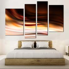 Load image into Gallery viewer, graphic abstract canvas wall art modern abstract wave design 4 piece canvas print orange black contemporary abstract multi canvas artwork for your bedroom
