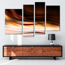 Load image into Gallery viewer, graphic abstract canvas wall art modern abstract wave design 4 piece canvas print orange black contemporary abstract multi canvas artwork
