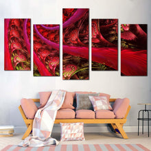 Load image into Gallery viewer, graphic illustration canvas wall art blue red abstract spiral fractal 5 piece canvas abstract line art print For Living Room
