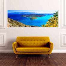 Load image into Gallery viewer, greece  island  canvas  wall  art  green  spinalonga  island  1  piece  canvas  artwork  crete  blue  ocean  canvas  print For Living Room
