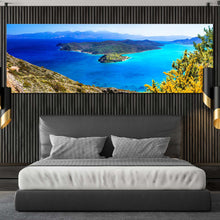 Load image into Gallery viewer, greece  island  canvas  wall  art  green  spinalonga  island  1  piece  canvas  artwork  crete  blue  ocean  canvas  print For Bedroom
