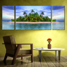 Load image into Gallery viewer, green island blue sky triptych wall art for  decoration tropical photography For Living Room
