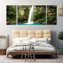 Load image into Gallery viewer, guanacaste  waterfall  wall  art  green  jungle  of  costa  rica  3  piece  multiple  canvas  white  rainforest  waterfall  scenery  forest  canvas  print For Bedroom
