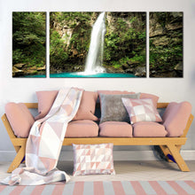 Load image into Gallery viewer, guanacaste  waterfall  wall  art  green  jungle  of  costa  rica  3  piece  multiple  canvas  white  rainforest  waterfall  scenery  forest  canvas  print In Living Room
