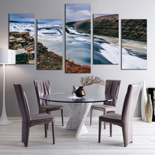 Load image into Gallery viewer, gullfoss waterfall canvas wall art majestic waterfall in iceland multi canvas blue white hvita river 5 piece canvas print For Dining Room
