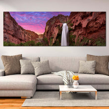 Load image into Gallery viewer, havasu  falls  canvas  wall  art  arizona  brown  mountain  waterfalls  1  piece  canvas  print  green  trees  grand  canyon  waterfall  canvas  artwork For Living Room
