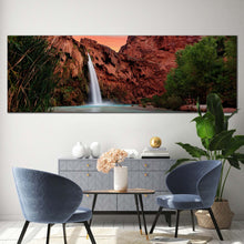 Load image into Gallery viewer, havasu  falls  canvas  wall  art  arizona  grand  canyon  white  waterfall  1  piece  canvas  print  brown  mountain  havasupai  waterfall  canvas  artwork For Living Room
