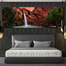 Load image into Gallery viewer, havasu  falls  canvas  wall  art  arizona  grand  canyon  white  waterfall  1  piece  canvas  print  brown  mountain  havasupai  waterfall  canvas  artwork For bedroom
