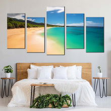 Load image into Gallery viewer, hawaii beach canvas print green island of maui ocean 5 piece canvas wall art beautiful blue sky ocean beach multiple canvas For Bedroom
