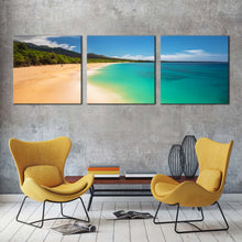 Load image into Gallery viewer, hawaii  ocean  canvas  wall  art  green  island  of  maui  3  piece  multi  canvas  hawaii  blue  ocean  beach  canvas  print In Living Room
