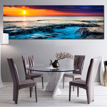 Load image into Gallery viewer, hawaiian  sunset  canvas  wall  art  orange  ocean  sky  multiple  canvas  blue  sea  water  ocean  1  piece  canvas  print In Dinning Room
