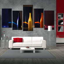 Load image into Gallery viewer, high end champagne bottles canvas bright light background 5 panel canvas prints For Living Room
