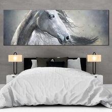 Load image into Gallery viewer, horse  closeup  canvas  wall  art  grey  white  horse  1  piece  canvas  artwork  horse  portrait  canvas  print For Bedroom
