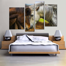 Load image into Gallery viewer, horse couple canvas wall art white brown romantic horses 4 piece canvas set stallion horses canvas print for bedroom
