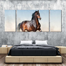 Load image into Gallery viewer, horse  dust  canvas  print  horse  white  desert  canvas  set  brown  stallion  horse  portrait  3  piece  canvas  wall  art For Bedroom
