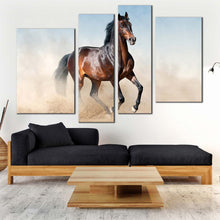 Load image into Gallery viewer, horse  rearing  canvas  wall  art  stallion  horse  portrait  4  piece  multiple  canvas  horse  white  dust  canvas  print In Living Room
